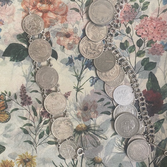 Jewelry - Silver-Tone Coin Charm Bracelet - Women Jewelry